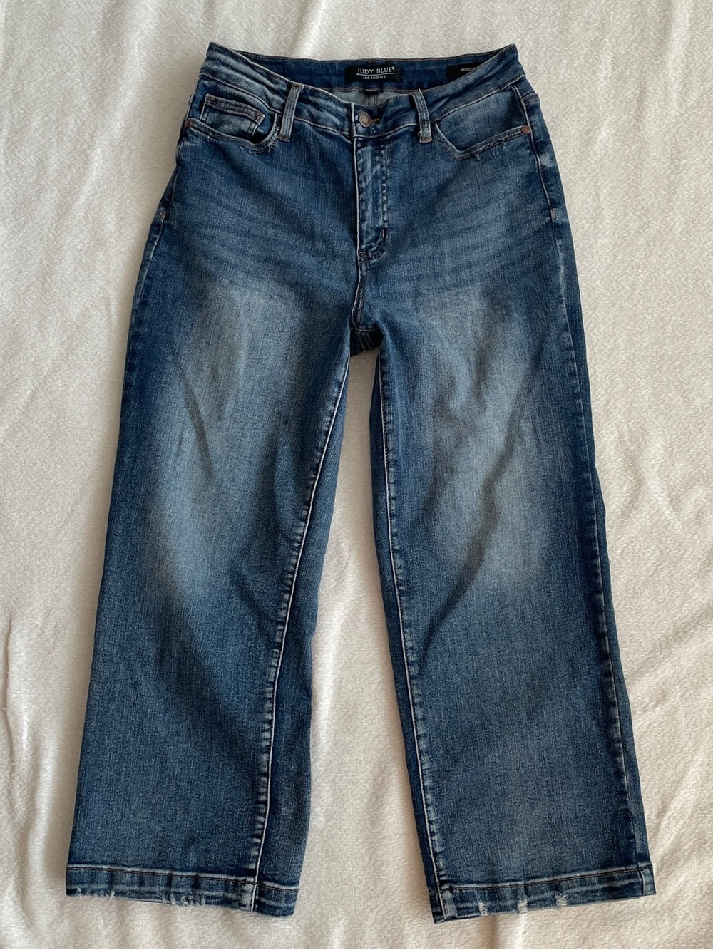 Judy Blue Wide Leg Jeans Womens 9/29 Medium Wash High Rise Retro Boho Flare 70s